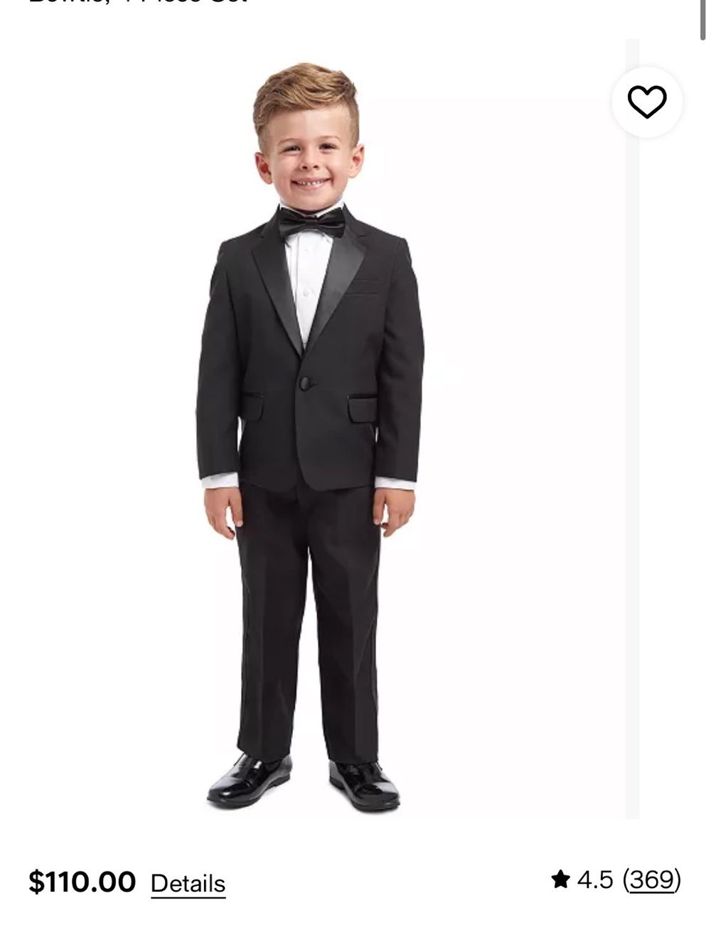 Nautica 4T Black Boys' Tuxedo Jacket, Pants & White Dress Shirt Set